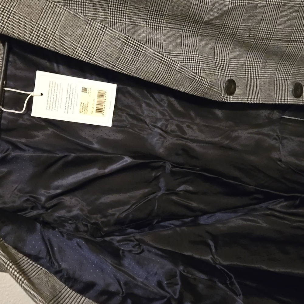Sezane Tina Wool Gray London Check Print Jacket - Picture 14 of 14